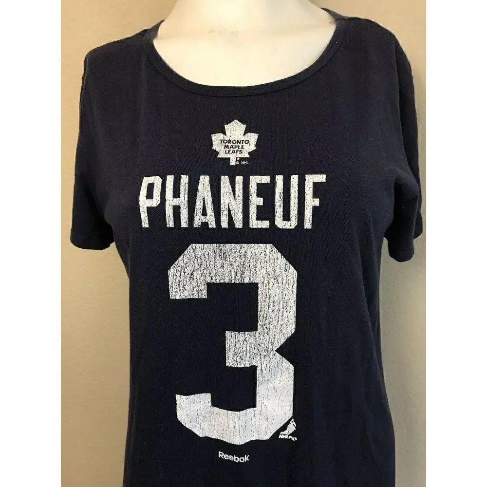 Ladies Size Large T-Shirt Phaneuf #3 Toronto Maple Leafs NHL Reebok NHLPA